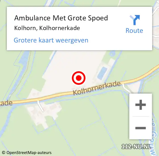 Locatie op kaart van de 112 melding: Ambulance Met Grote Spoed Naar Kolhorn, Kolhornerkade op 23 oktober 2021 20:51