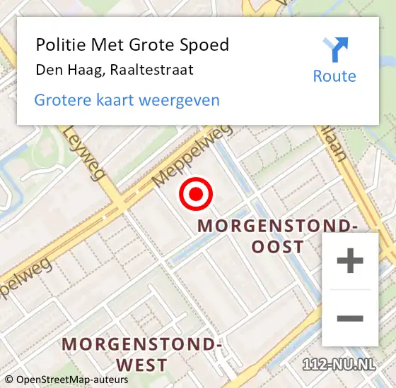 Locatie op kaart van de 112 melding: Politie Met Grote Spoed Naar Den Haag, Raaltestraat op 23 oktober 2021 21:38