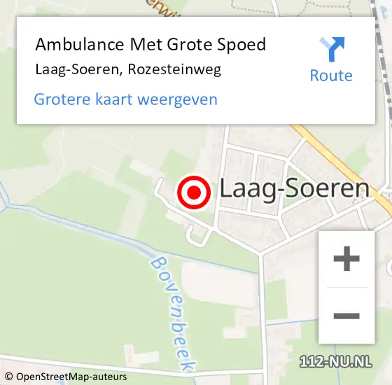 Locatie op kaart van de 112 melding: Ambulance Met Grote Spoed Naar Laag-Soeren, Rozesteinweg op 24 oktober 2021 00:37