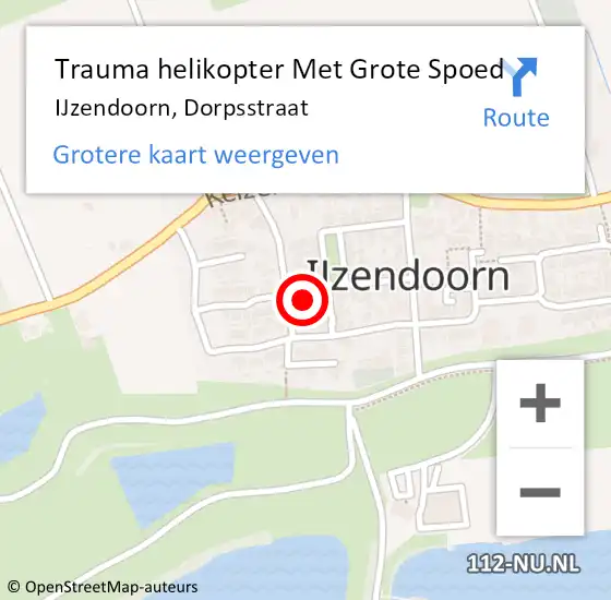 Locatie op kaart van de 112 melding: Trauma helikopter Met Grote Spoed Naar IJzendoorn, Dorpsstraat op 24 oktober 2021 00:51