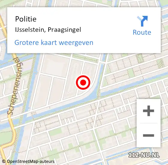 Locatie op kaart van de 112 melding: Politie IJsselstein, Praagsingel op 24 oktober 2021 01:17