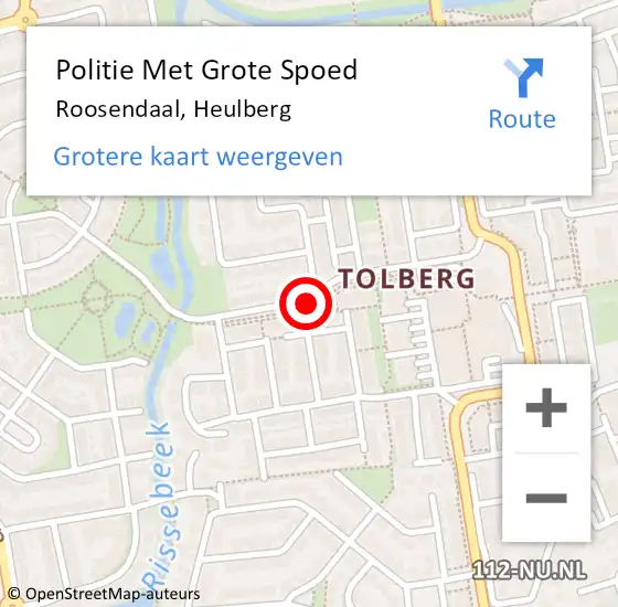 Locatie op kaart van de 112 melding: Politie Met Grote Spoed Naar Roosendaal, Heulberg op 24 oktober 2021 03:10