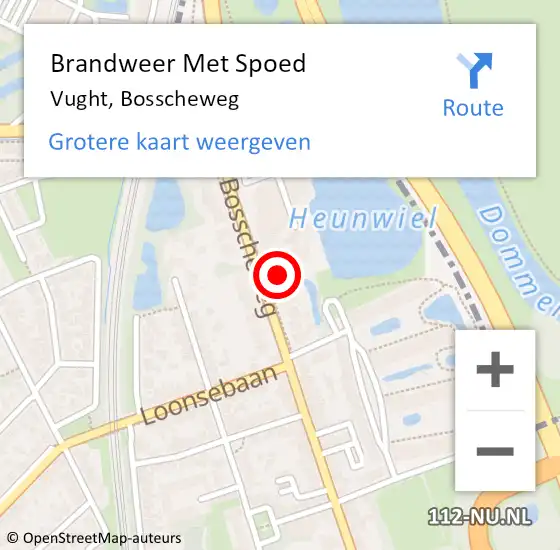 Locatie op kaart van de 112 melding: Brandweer Met Spoed Naar Vught, Bosscheweg op 24 oktober 2021 04:07