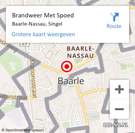Locatie op kaart van de 112 melding: Brandweer Met Spoed Naar Baarle-Nassau, Singel op 24 oktober 2021 05:16
