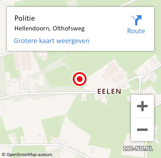 Locatie op kaart van de 112 melding: Politie Hellendoorn, Olthofsweg op 24 oktober 2021 10:04