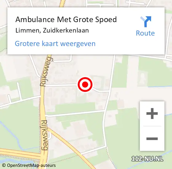 Locatie op kaart van de 112 melding: Ambulance Met Grote Spoed Naar Limmen, Zuidkerkenlaan op 27 juni 2014 03:24