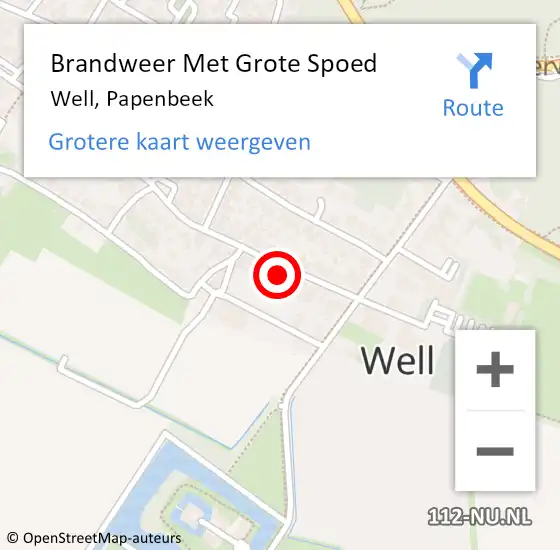 Locatie op kaart van de 112 melding: Brandweer Met Grote Spoed Naar Well, Papenbeek op 24 oktober 2021 15:46