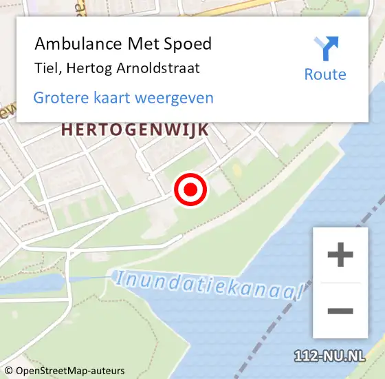Locatie op kaart van de 112 melding: Ambulance Met Spoed Naar Tiel, Hertog Arnoldstraat op 24 oktober 2021 17:47