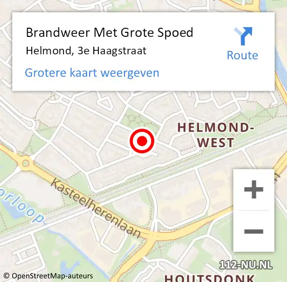 Locatie op kaart van de 112 melding: Brandweer Met Grote Spoed Naar Helmond, 3e Haagstraat op 24 oktober 2021 22:01
