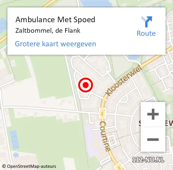 Locatie op kaart van de 112 melding: Ambulance Met Spoed Naar Zaltbommel, de Flank op 24 oktober 2021 22:04