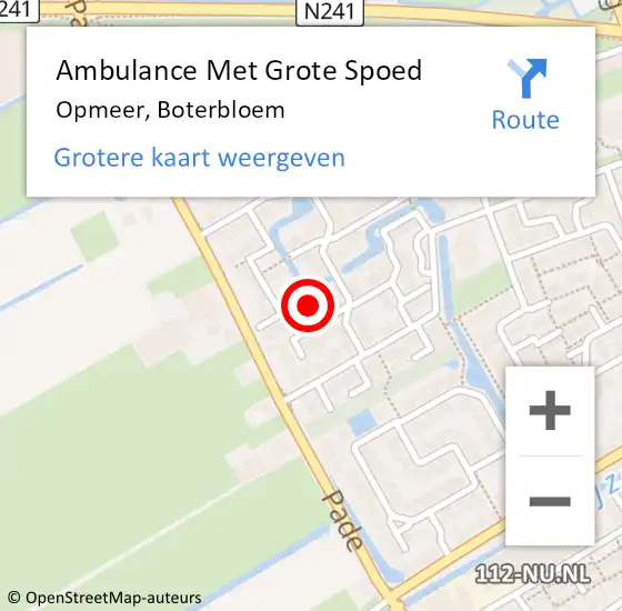 Locatie op kaart van de 112 melding: Ambulance Met Grote Spoed Naar Opmeer, Boterbloem op 25 oktober 2021 02:24