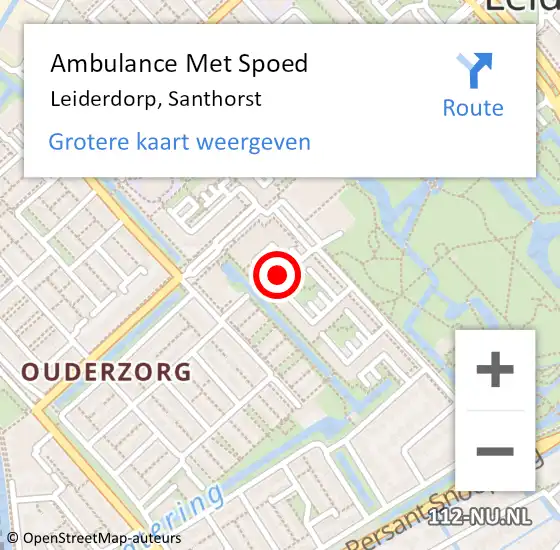 Locatie op kaart van de 112 melding: Ambulance Met Spoed Naar Leiderdorp, Santhorst op 25 oktober 2021 10:50