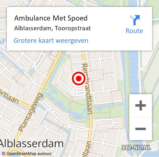 Locatie op kaart van de 112 melding: Ambulance Met Spoed Naar Alblasserdam, Tooropstraat op 25 oktober 2021 11:55