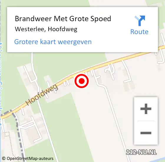 Locatie op kaart van de 112 melding: Brandweer Met Grote Spoed Naar Westerlee, Hoofdweg op 25 oktober 2021 11:56