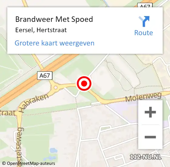 Locatie op kaart van de 112 melding: Brandweer Met Spoed Naar Eersel, Hertstraat op 25 oktober 2021 13:55