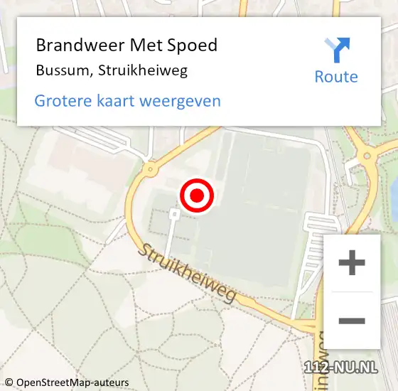 Locatie op kaart van de 112 melding: Brandweer Met Spoed Naar Bussum, Struikheiweg op 25 oktober 2021 13:56
