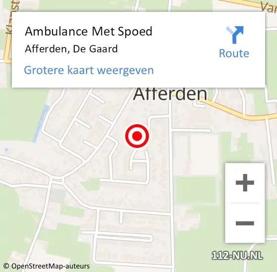 Locatie op kaart van de 112 melding: Ambulance Met Spoed Naar Afferden, De Gaard op 25 oktober 2021 14:08