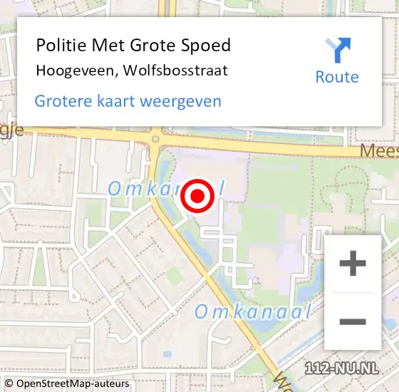 Locatie op kaart van de 112 melding: Politie Met Grote Spoed Naar Hoogeveen, Wolfsbosstraat op 25 oktober 2021 15:26