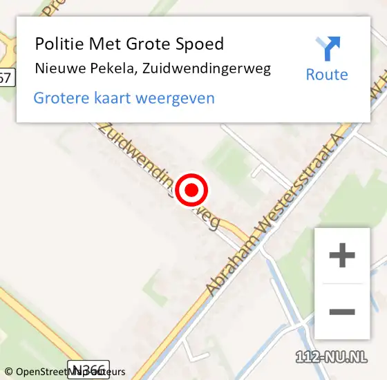 Locatie op kaart van de 112 melding: Politie Met Grote Spoed Naar Nieuwe Pekela, Zuidwendingerweg op 25 oktober 2021 17:08