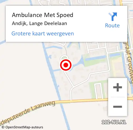 Locatie op kaart van de 112 melding: Ambulance Met Spoed Naar Andijk, Lange Deelelaan op 25 oktober 2021 17:54