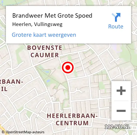 Locatie op kaart van de 112 melding: Brandweer Met Grote Spoed Naar Heerlen, Vullingsweg op 25 oktober 2021 19:14