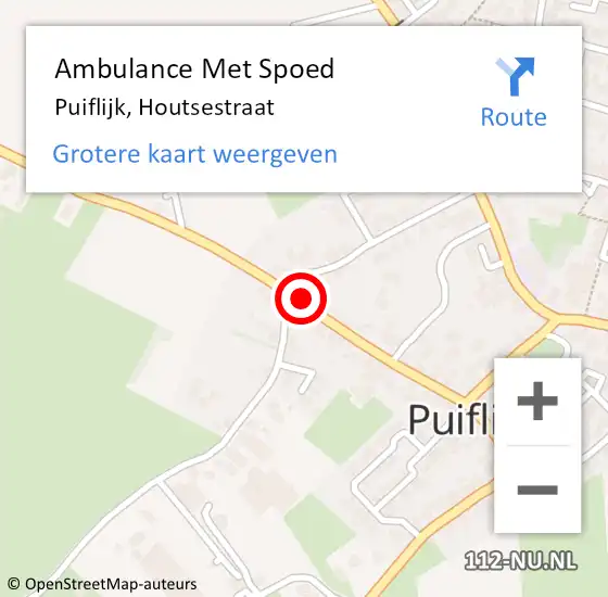 Locatie op kaart van de 112 melding: Ambulance Met Spoed Naar Puiflijk, Houtsestraat op 25 oktober 2021 20:36