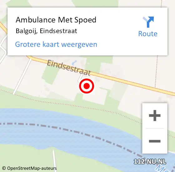 Locatie op kaart van de 112 melding: Ambulance Met Spoed Naar Balgoij, Eindsestraat op 25 oktober 2021 21:16