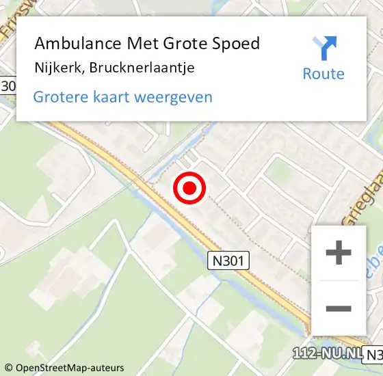 Locatie op kaart van de 112 melding: Ambulance Met Grote Spoed Naar Nijkerk, Brucknerlaantje op 25 oktober 2021 23:02