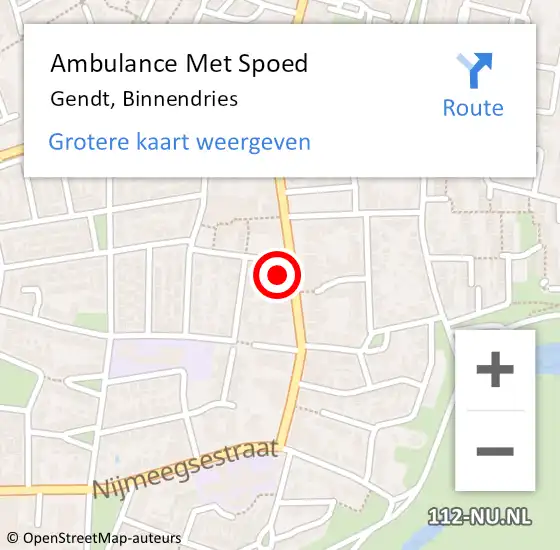 Locatie op kaart van de 112 melding: Ambulance Met Spoed Naar Gendt, Binnendries op 26 oktober 2021 11:17