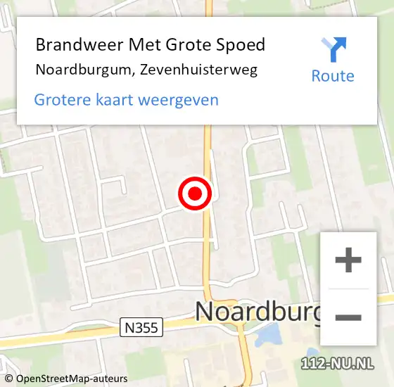 Locatie op kaart van de 112 melding: Brandweer Met Grote Spoed Naar Noardburgum, Zevenhuisterweg op 26 oktober 2021 11:55