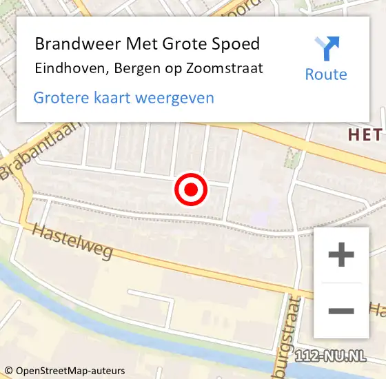 Locatie op kaart van de 112 melding: Brandweer Met Grote Spoed Naar Eindhoven, Bergen op Zoomstraat op 26 oktober 2021 13:05