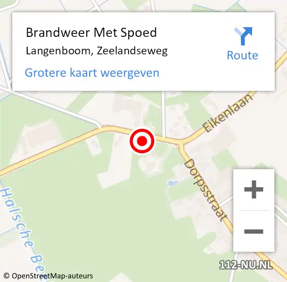Locatie op kaart van de 112 melding: Brandweer Met Spoed Naar Langenboom, Zeelandseweg op 26 oktober 2021 13:41