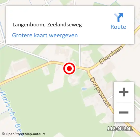 Locatie op kaart van de 112 melding:  Langenboom, Zeelandseweg op 26 oktober 2021 13:41