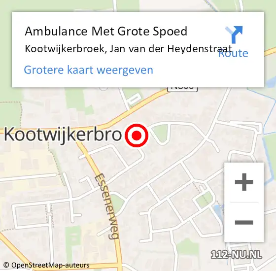 Locatie op kaart van de 112 melding: Ambulance Met Grote Spoed Naar Kootwijkerbroek, Jan van der Heydenstraat op 26 oktober 2021 14:15