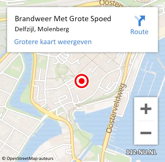 Locatie op kaart van de 112 melding: Brandweer Met Grote Spoed Naar Delfzijl, Molenberg op 26 oktober 2021 14:48