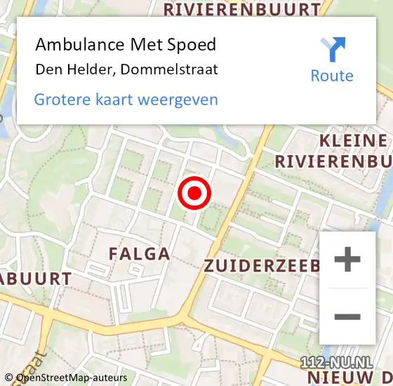 Locatie op kaart van de 112 melding: Ambulance Met Spoed Naar Den Helder, Dommelstraat op 26 oktober 2021 15:27
