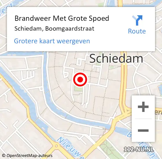 Locatie op kaart van de 112 melding: Brandweer Met Grote Spoed Naar Schiedam, Boomgaardstraat op 26 oktober 2021 15:43