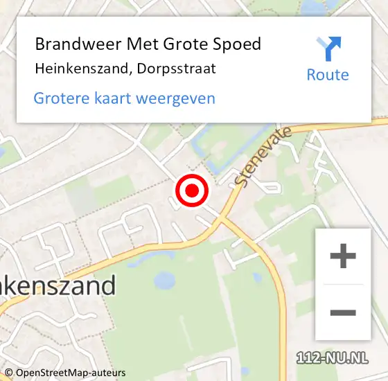 Locatie op kaart van de 112 melding: Brandweer Met Grote Spoed Naar Heinkenszand, Dorpsstraat op 26 oktober 2021 16:27
