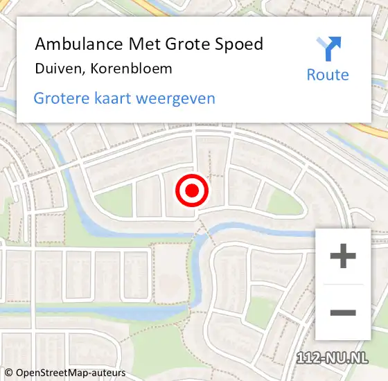 Locatie op kaart van de 112 melding: Ambulance Met Grote Spoed Naar Duiven, Korenbloem op 26 oktober 2021 16:59