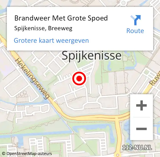 Locatie op kaart van de 112 melding: Brandweer Met Grote Spoed Naar Spijkenisse, Breeweg op 26 oktober 2021 17:08
