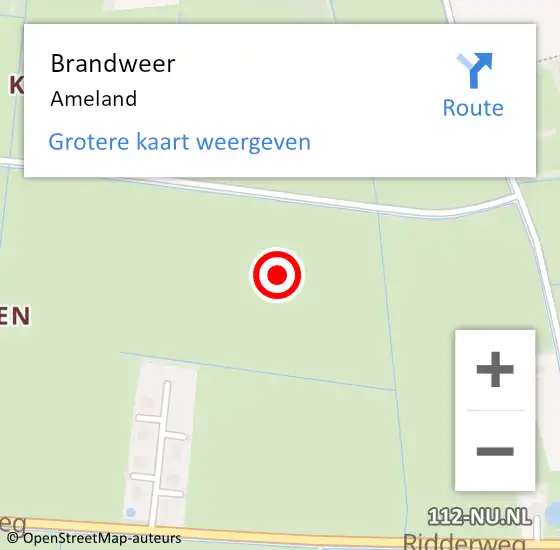 Locatie op kaart van de 112 melding: Brandweer Ameland op 26 oktober 2021 18:11