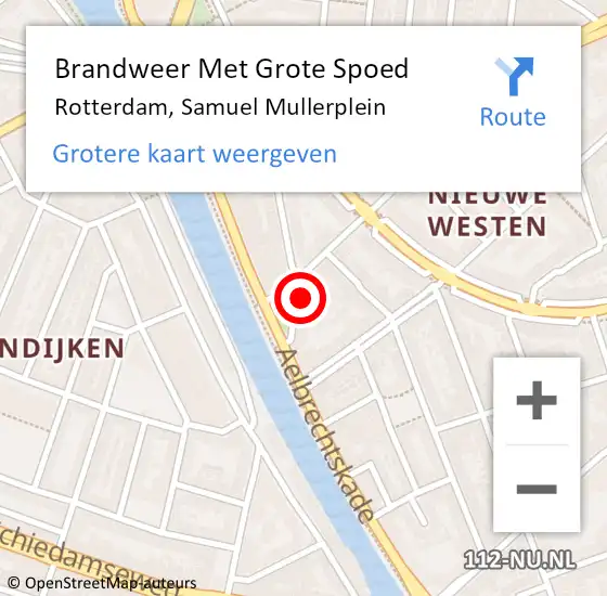 Locatie op kaart van de 112 melding: Brandweer Met Grote Spoed Naar Rotterdam, Samuel Mullerplein op 26 oktober 2021 18:53