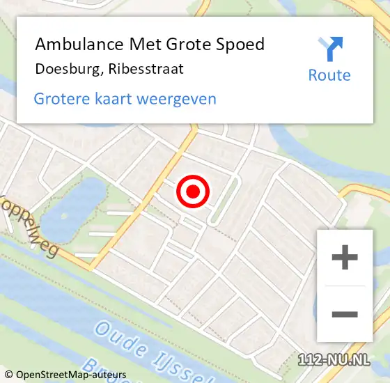 Locatie op kaart van de 112 melding: Ambulance Met Grote Spoed Naar Doesburg, Ribesstraat op 26 oktober 2021 22:53