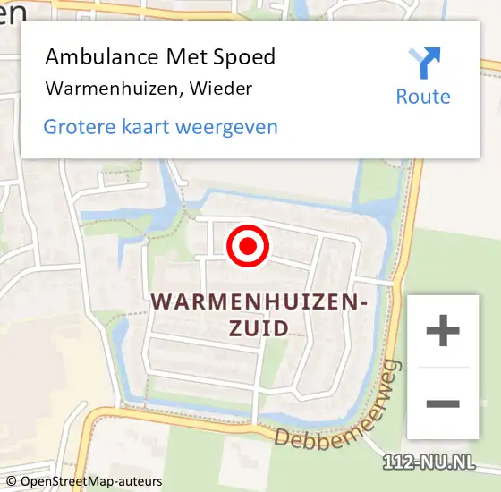 Locatie op kaart van de 112 melding: Ambulance Met Spoed Naar Warmenhuizen, Wieder op 27 oktober 2021 03:02