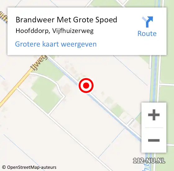 Locatie op kaart van de 112 melding: Brandweer Met Grote Spoed Naar Hoofddorp, Vijfhuizerweg op 27 oktober 2021 06:32