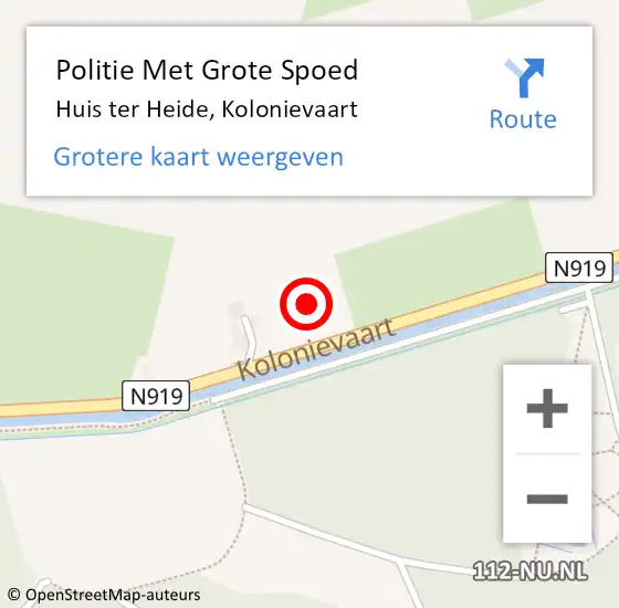 Locatie op kaart van de 112 melding: Politie Met Grote Spoed Naar Huis ter Heide, Kolonievaart op 27 oktober 2021 09:30