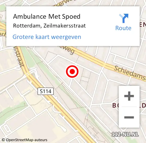 Locatie op kaart van de 112 melding: Ambulance Met Spoed Naar Rotterdam, Zeilmakersstraat op 27 oktober 2021 10:47