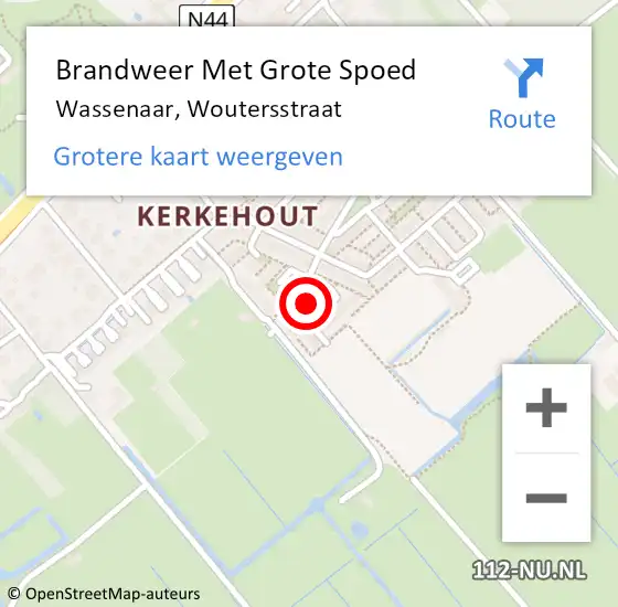 Locatie op kaart van de 112 melding: Brandweer Met Grote Spoed Naar Wassenaar, Woutersstraat op 27 oktober 2021 11:19
