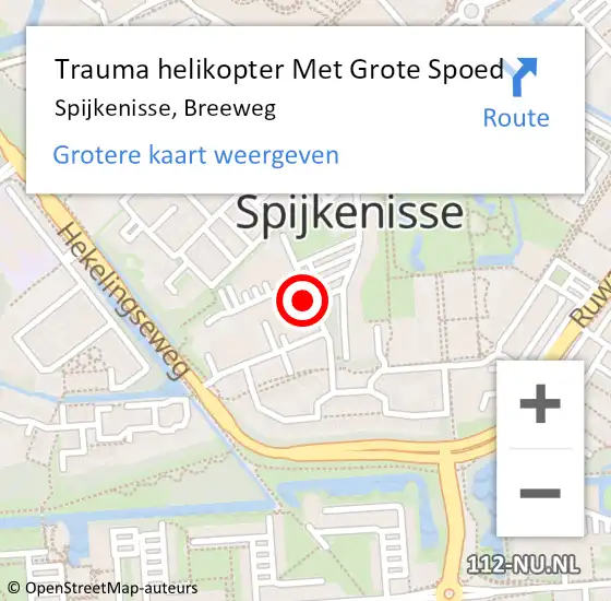 Locatie op kaart van de 112 melding: Trauma helikopter Met Grote Spoed Naar Spijkenisse, Breeweg op 27 oktober 2021 13:36