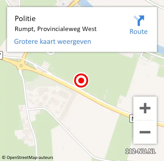 Locatie op kaart van de 112 melding: Politie Rumpt, Provincialeweg West op 27 oktober 2021 14:29